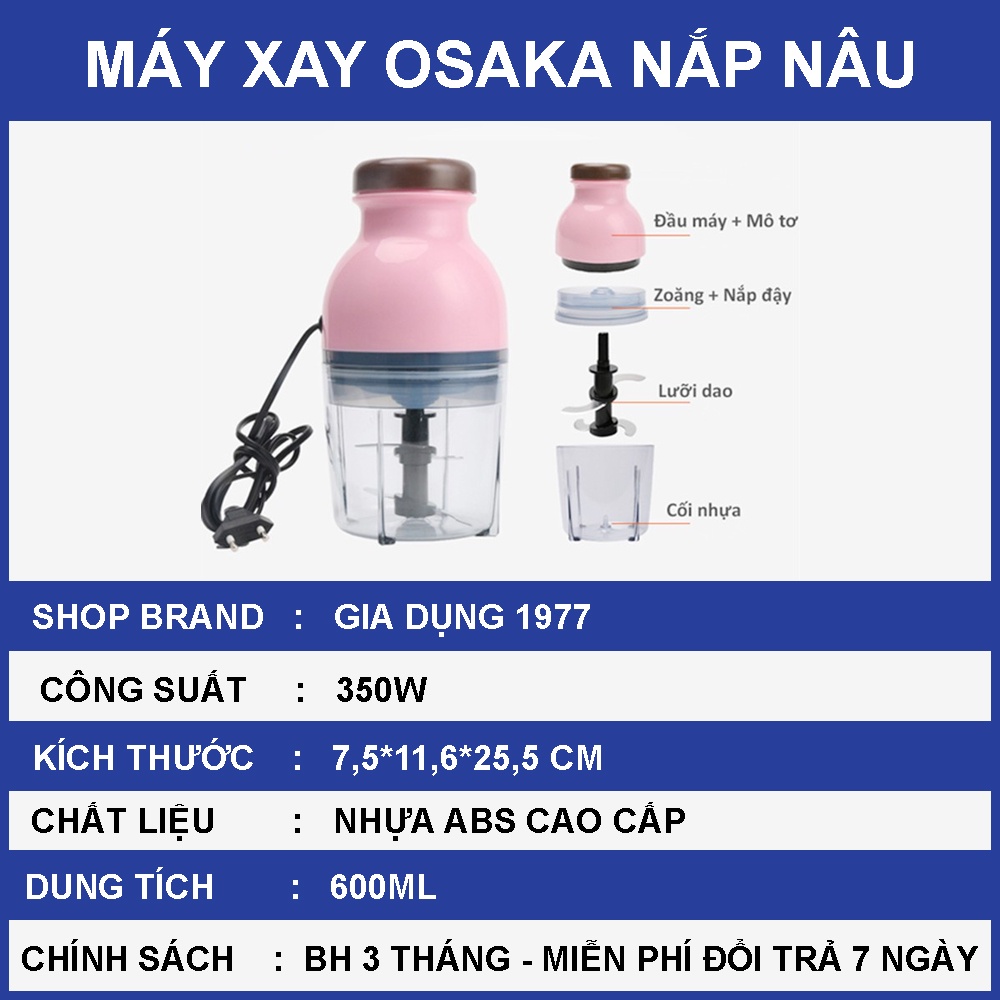 Máy xay thịt Osaka Nhật Bản công suất 350W dung tích 700ML, Máy xay cầm tay mini xay thịt, chả cá đăng siêu tốc tiện lợi