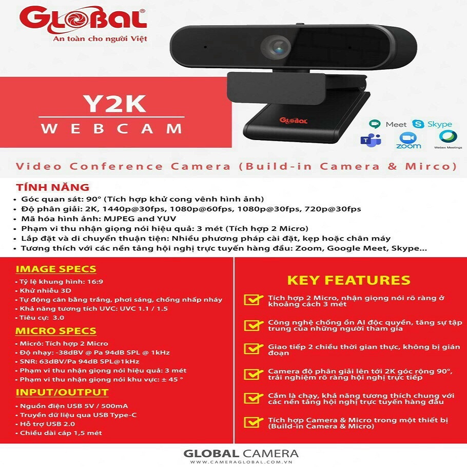 Webcam Máy Tính, Camera Có Mic 1440p Full HD 4MPX . Cho Laptop Học Online Qua ZOOM, Trực Tuyến- Hội Họp -Gọi Video