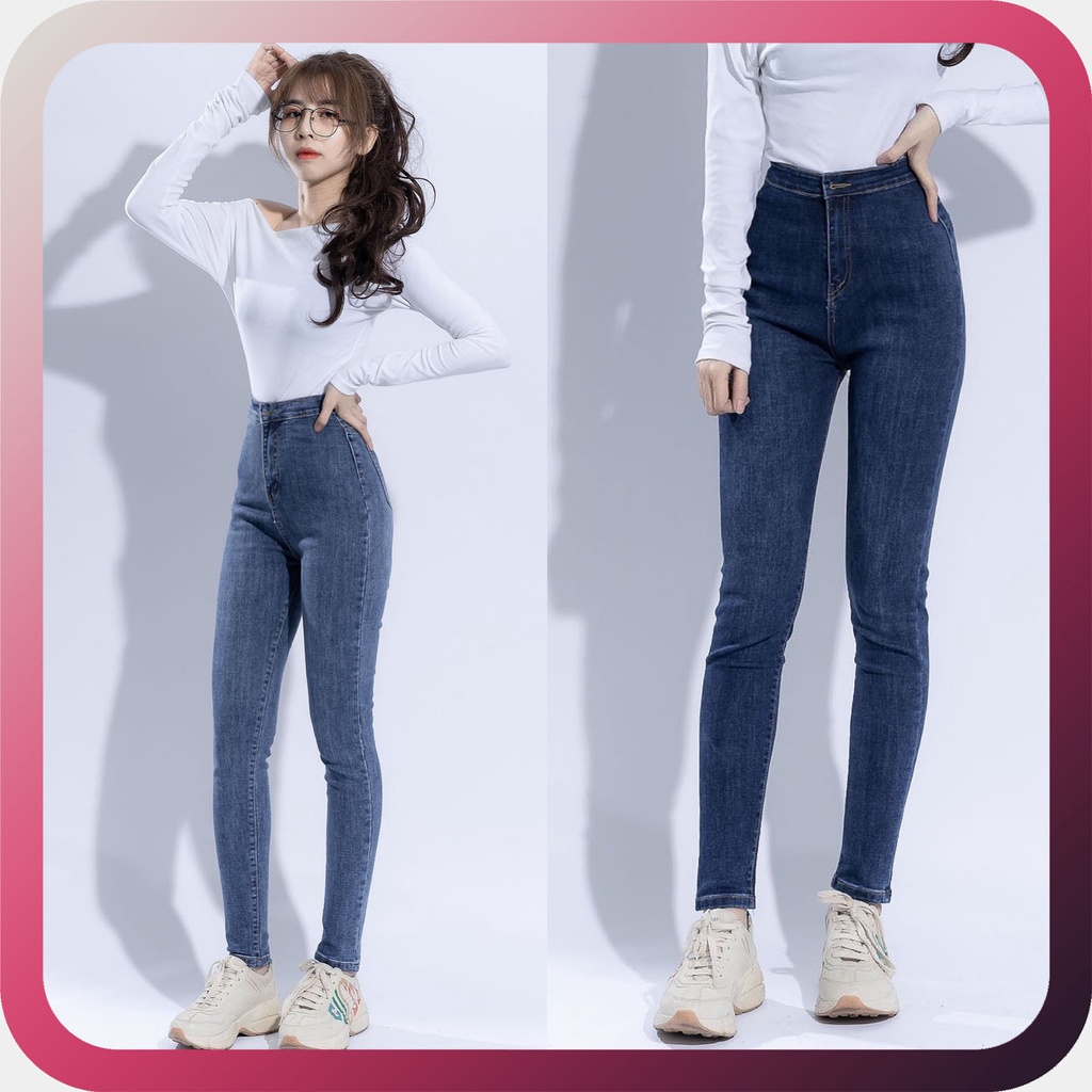 Quần Jean Nữ Lưng Cao Chất Jean Co Giãn Chuẩn Xịn, Quần Dài Skinny Rách Kiểu