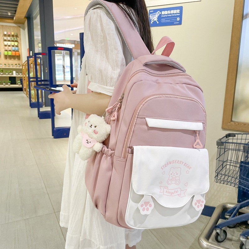 Ba Lô Đi Học Cỡ Lớn Hình Gấu Dễ Thương Phong Cách Hàn Quốc