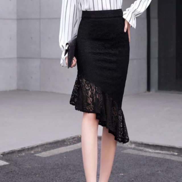 Chân váy đuôi cá REN lệch chéo ❤️ tiểu thư