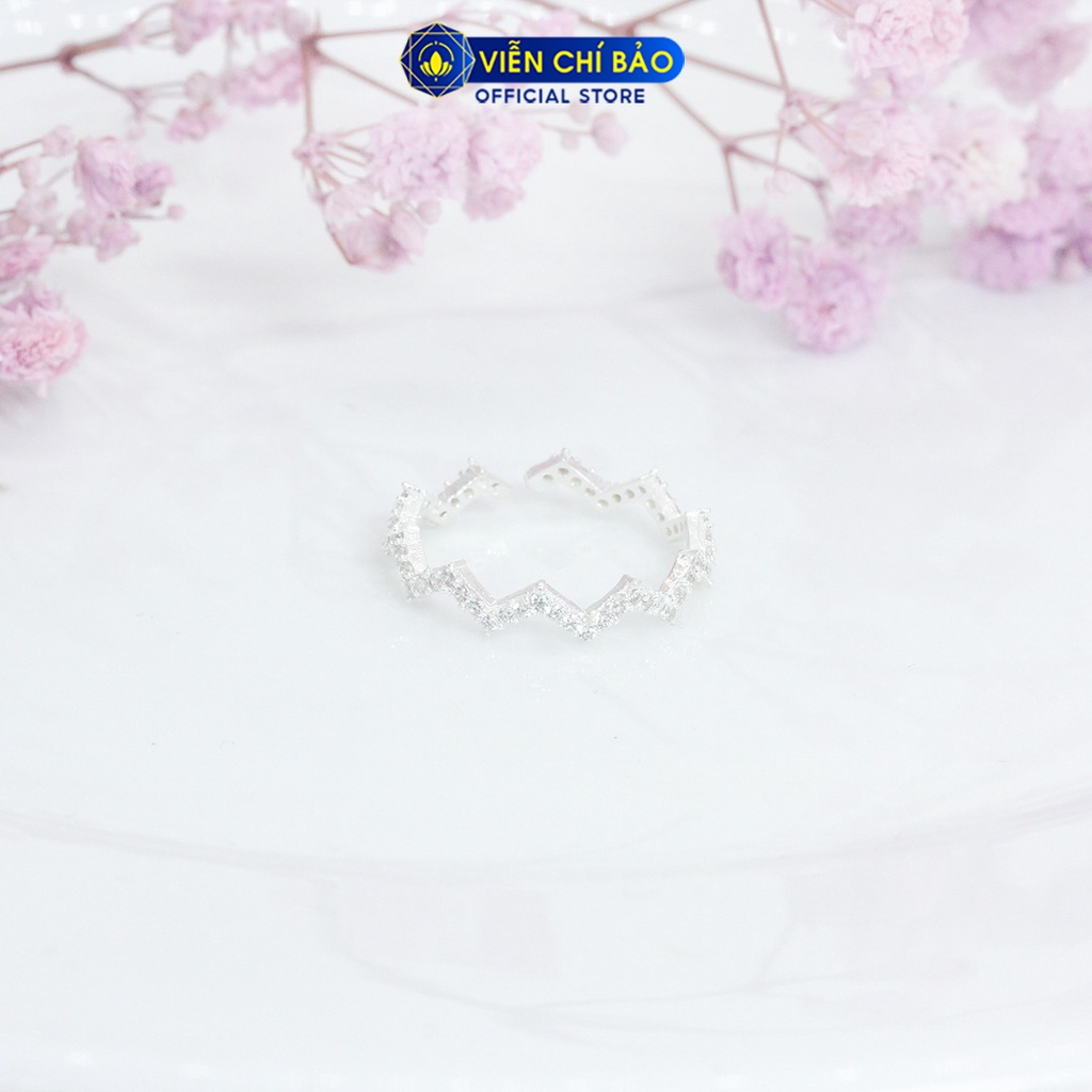 Nhẫn bạc nữ Zig Zig đính đá chất liệu bạc 925 thời trang phụ kiện trang sức nữ Viễn Chí Bảo N400789