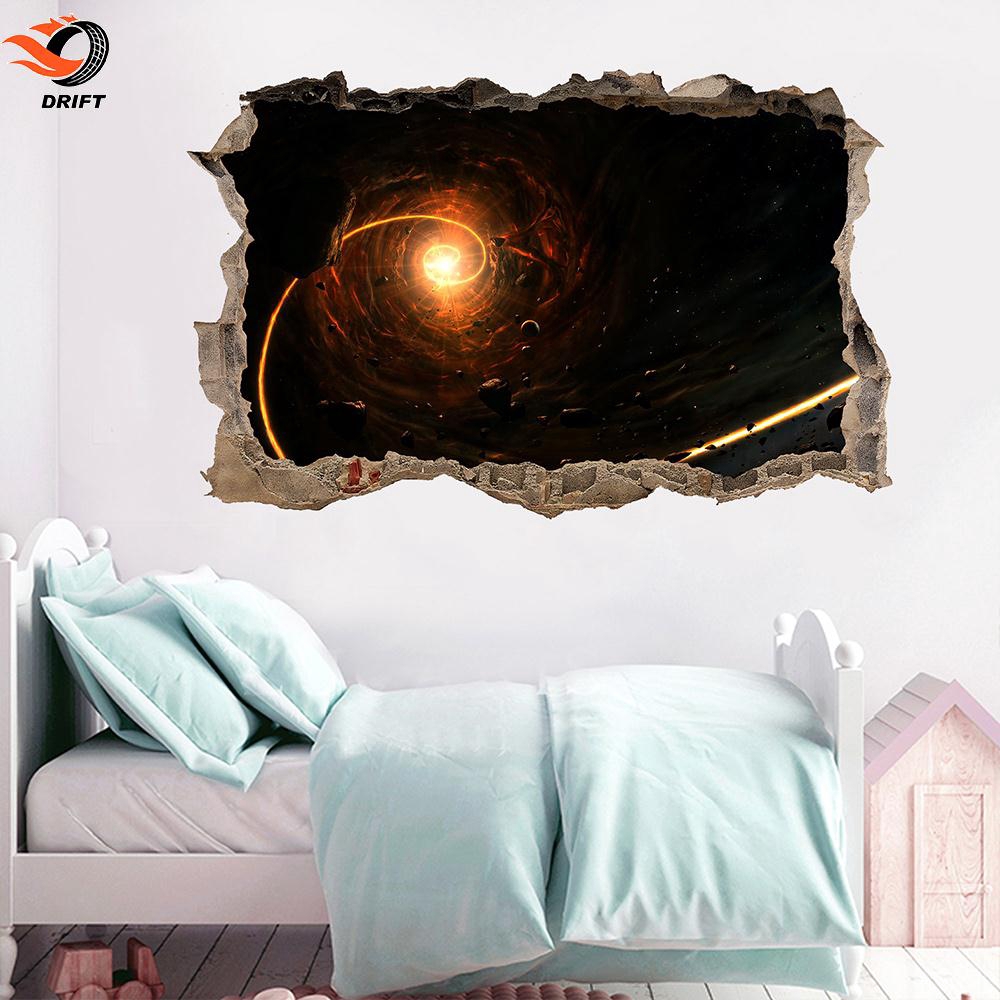 Sticker 3D hình lỗ đen vũ trụ độc đáo kích thước 45*60cm dùng dán trang trí tường