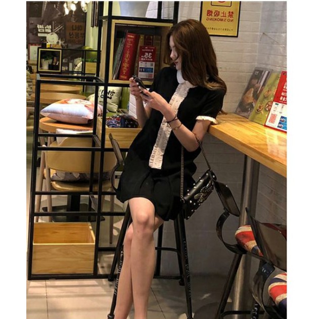 Đầm dáng xòe mini cổ sơ mi Emilyshop