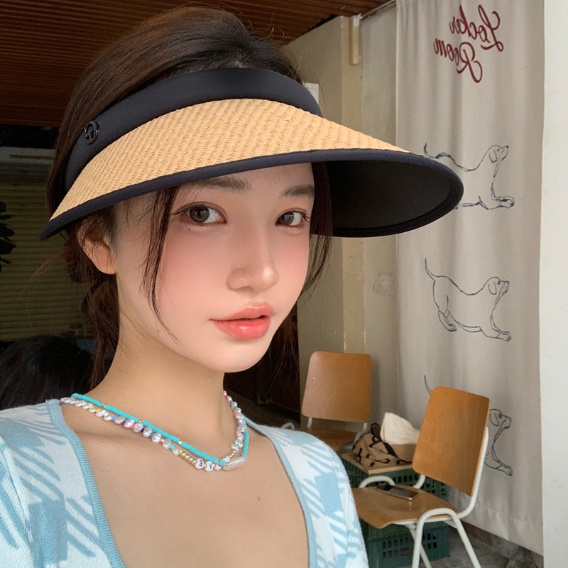 Mũ cói rộng vành nửa đầu chống nắng HALA nón cói đi biển nữ thời trang mùa hè hàn quốc cá tính