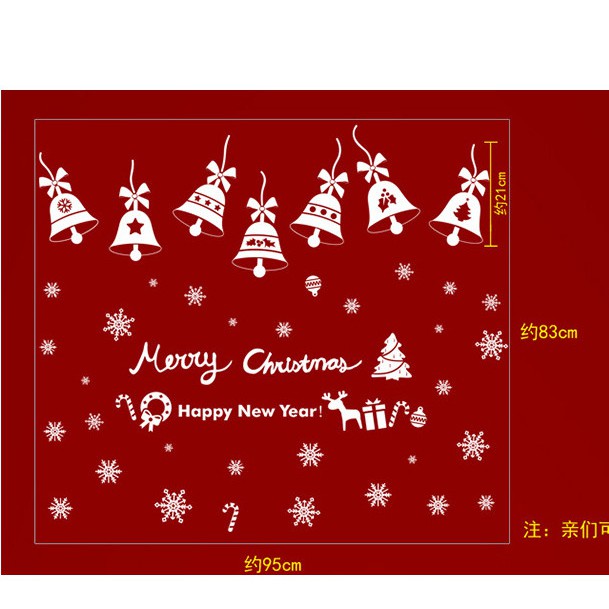 Decal trang trí noel dây chuông trắng