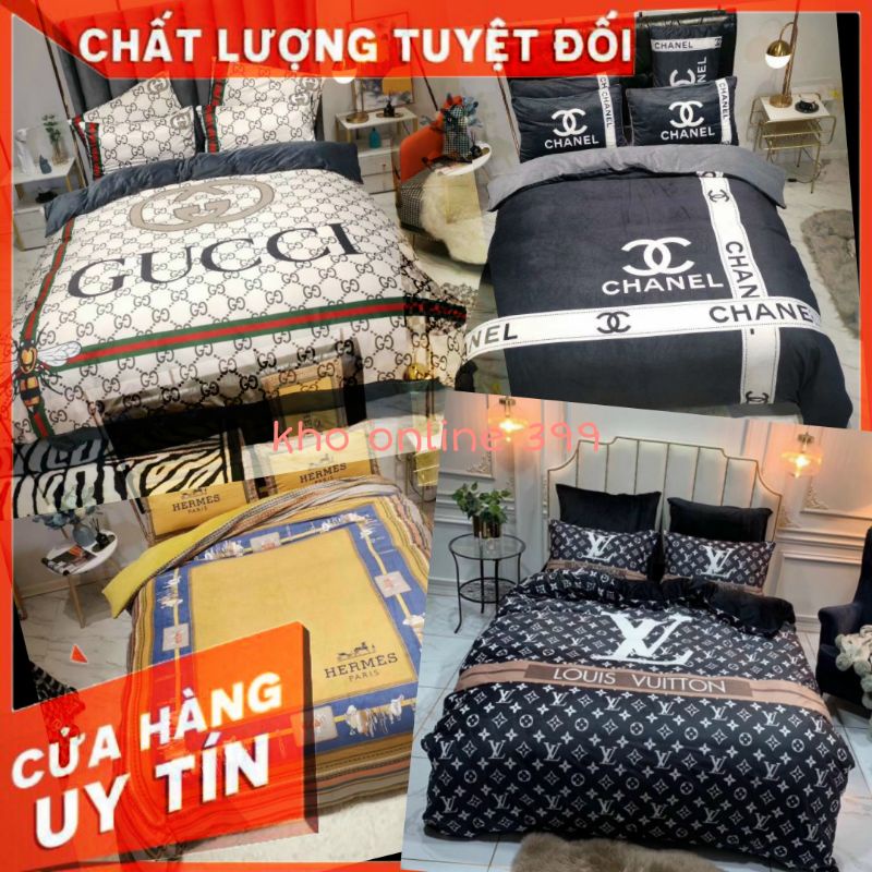 [SHOPPE TRỢ GIÁ] set chăn ga nỉ nhung thương hiệu, chăn ga gối đệm, ga trải giường, vỏ gối