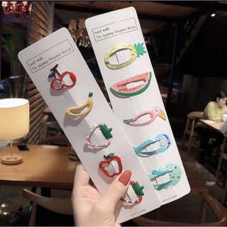 Kẹp tóc, cặp tóc mái nhiều màu các loại quả cute, phụ kiện thời trang, bím tóc