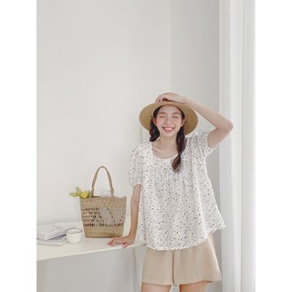 Atk164 - áo kiểu hoa nhí tay phồng