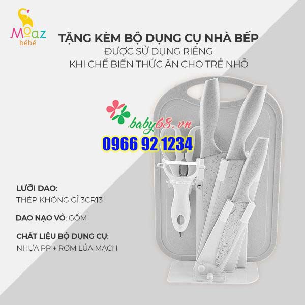 Máy xay đa năng Moaz bebe MB–032 - Tặng kèm bộ dụng cụ nhà bếp