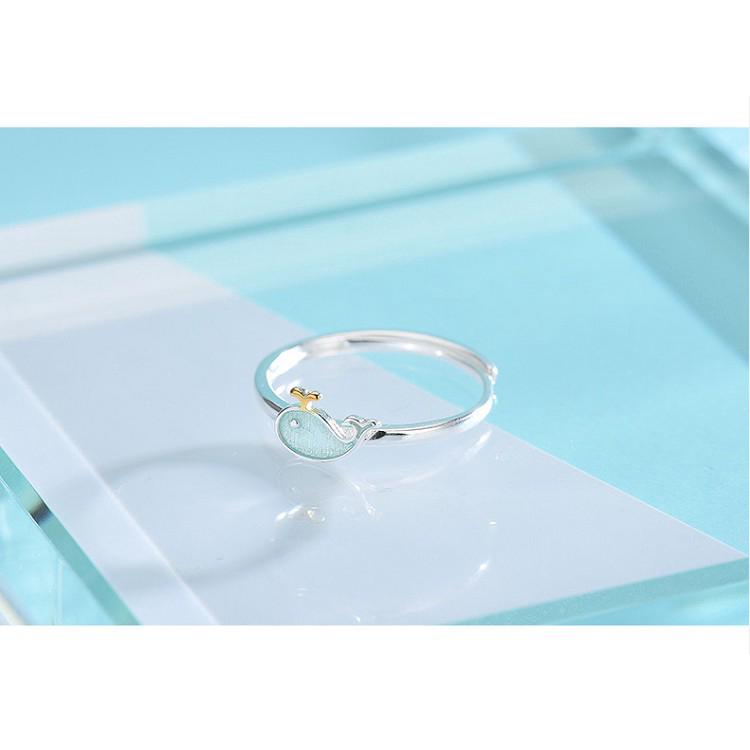 Nhẫn cá heo có thể điều chỉnh S925 Phụ nữ thời trang quyến rũ Hàn Quốc