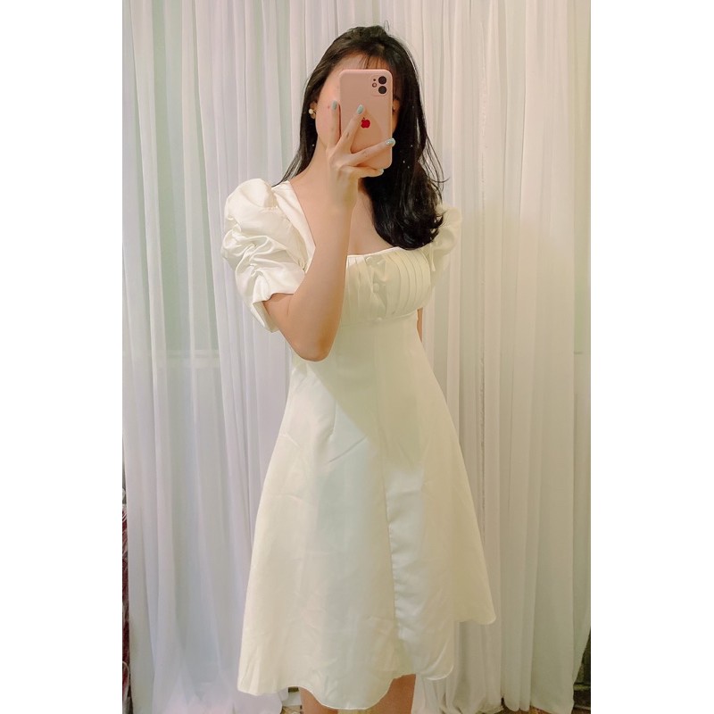 [mới] Đầm thiết kế đầm nữ trắng dễ thương dạo phố dự tiệc vải 2 lớp dày dặn mã [SASA]