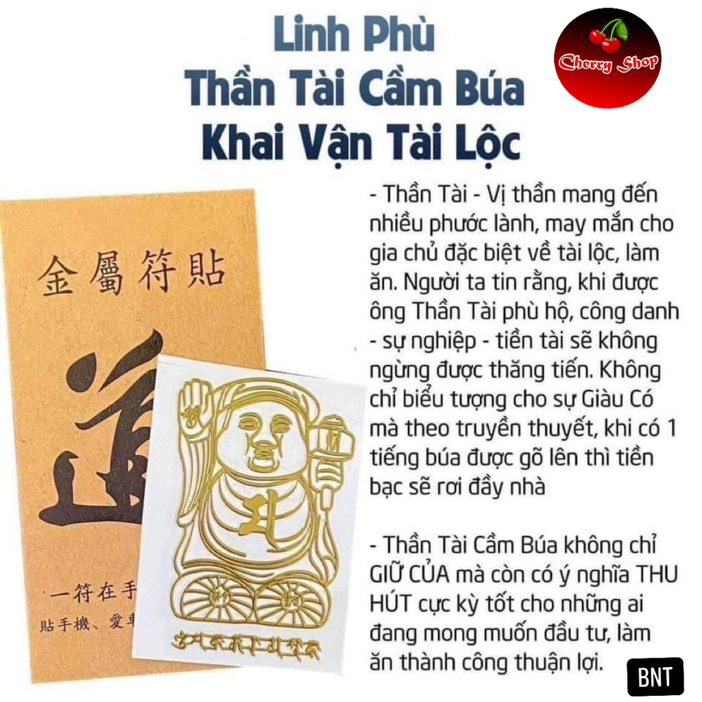L!nh Phù Thần Tài Cầm Búa - Dán điện thoại, giữ của hút tài lộc vậy may cho gia chủ Đã Khai Quang