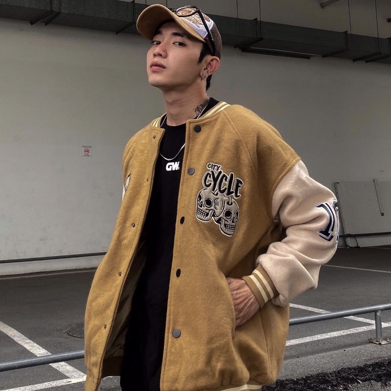Áo khoác bomber nam,nữ varsity jacket DOFN Jiang Store - Áo khoác bóng chày unisex form rộng cao cấp
