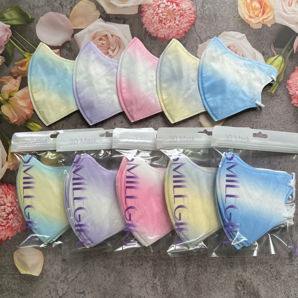 Set 10 Khẩu Trang KF94 Mỏng Màu Sắc Cầu Vồng 3D Dùng Một Lần