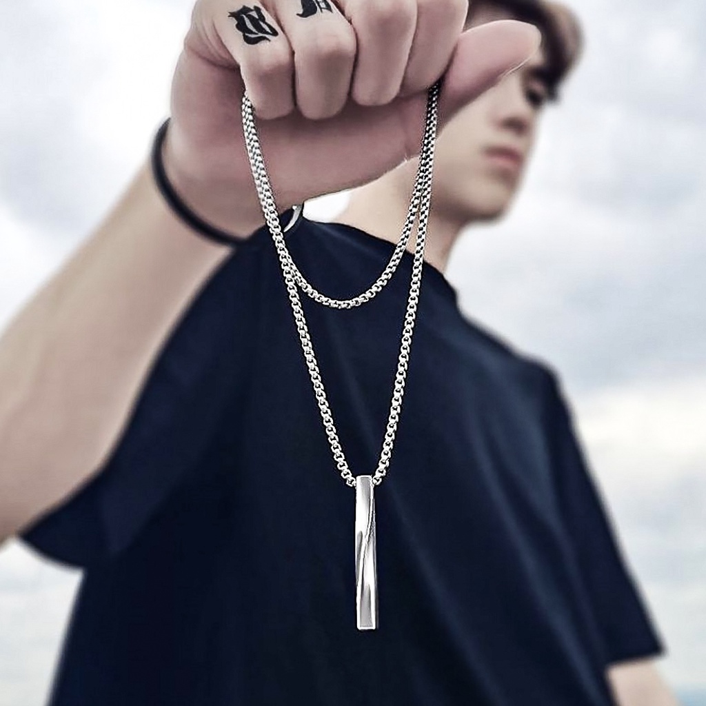 Dây Chuyền Nam Nữ SAZ Mặt Dây Xoắn Độc Đáo Basic Màu Bạc Vòng Cổ Unisex Đơn Giản Đẹp Chất Titan Chống Gỉ  - Vein Brick