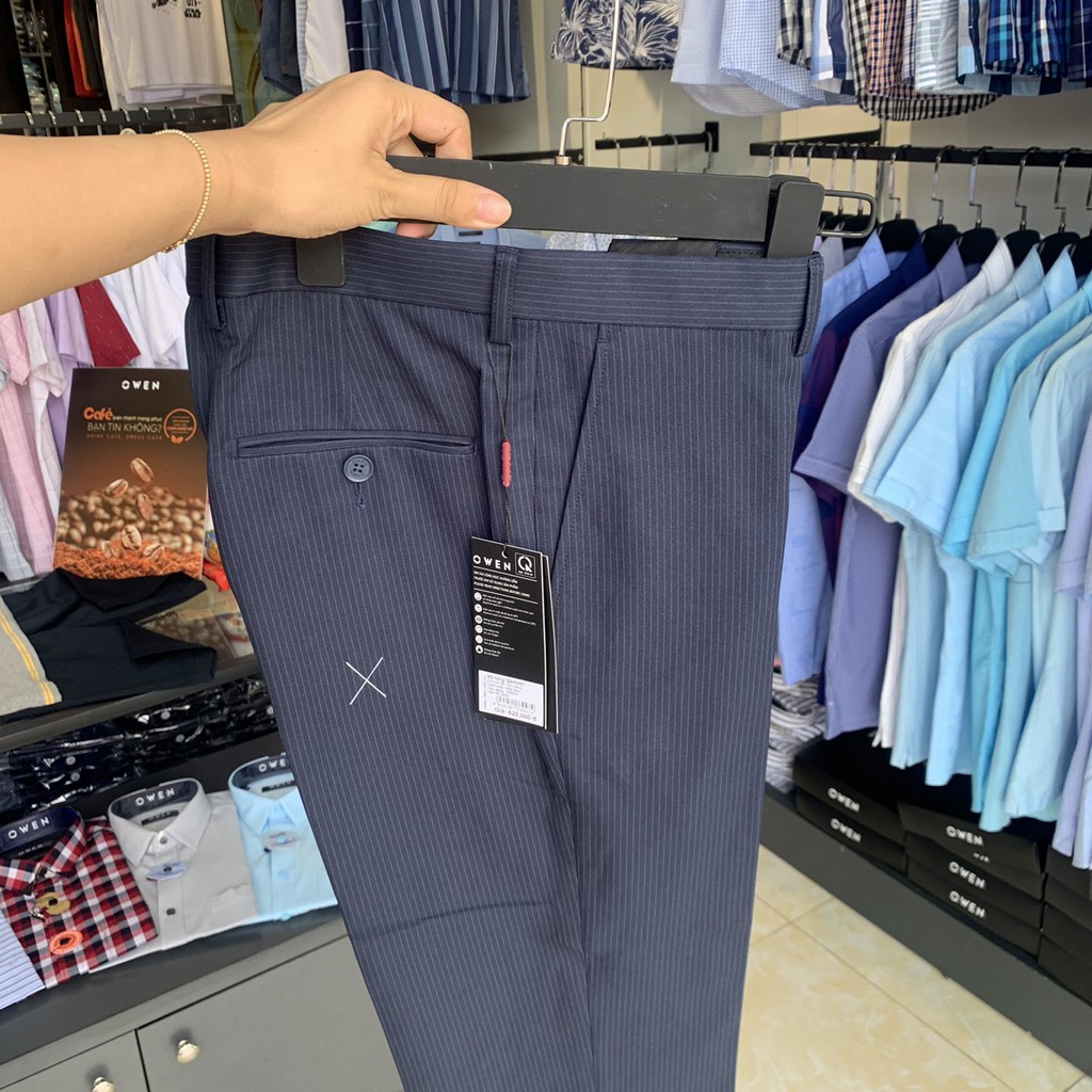 Quần âu nam Owen sọc navy dáng Slimfit QS 80897 | BigBuy360 - bigbuy360.vn
