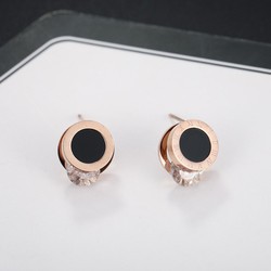 Bông Tai Hình Tròn Kẹp Viên Đá Nhân Tạo Titan Ko Đen Cao Cấp TT 2146 - TT 2146