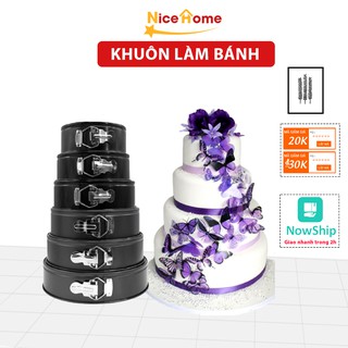 Bộ 6 khuôn bánh chống dính đế rời, khuôn làm bánh hình tròn tiện lợi