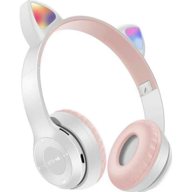 Tai Nghe Mèo Headphone Chụp Tai Bluetooth 5.0 P47M Không Dây Hình Tai Mèo Dễ Thương Giá Rẻ Siêu Cute 2021