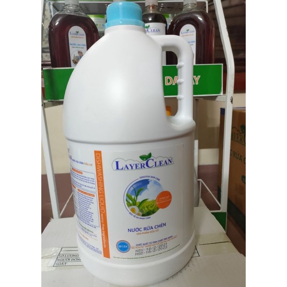 Nước rửa chén bát hữu cơ Layer Clean hương Quế can 5L chiết xuất từ thảo mộc