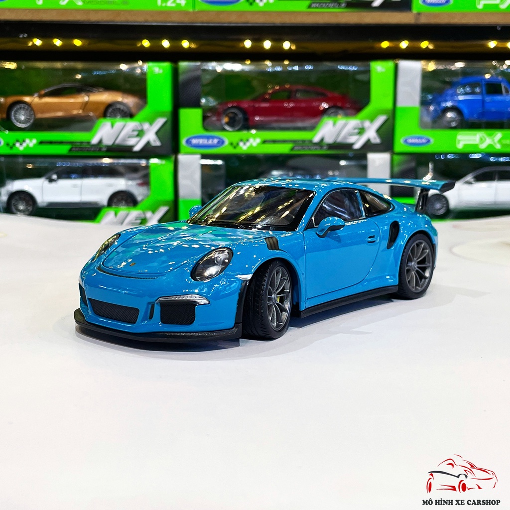 Mô hình xe ô tô Porsche 911 GT3 RS Hãng Welly tỉ lệ 1:24 màu xanh