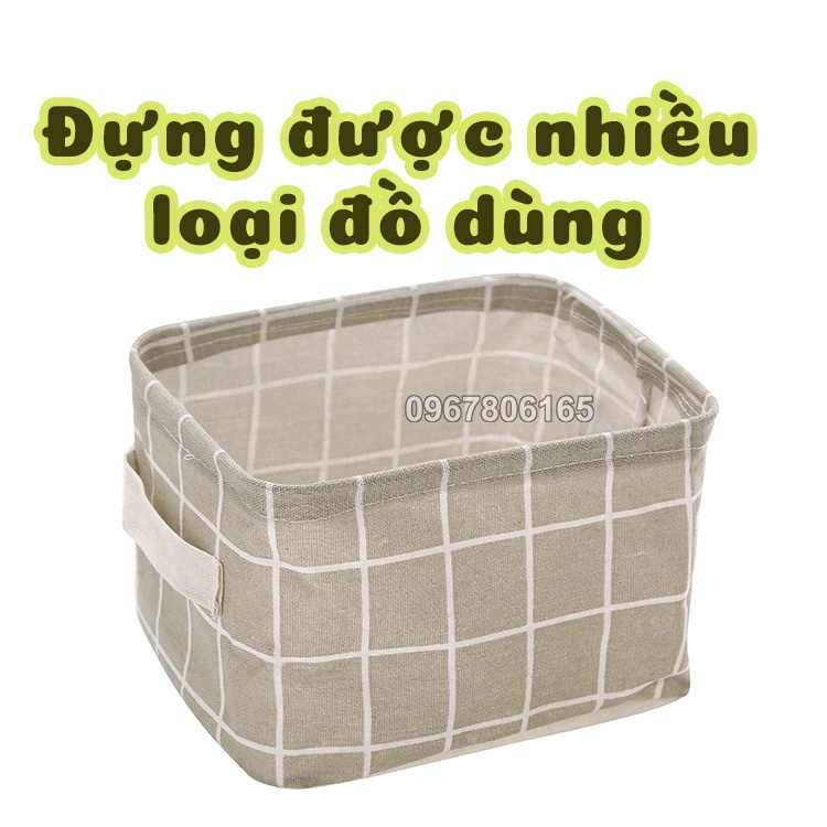 Giỏ Vải Vuông Vintage Đựng Đồ Dùng Cá Nhân, Đựng Mỹ Phẩm