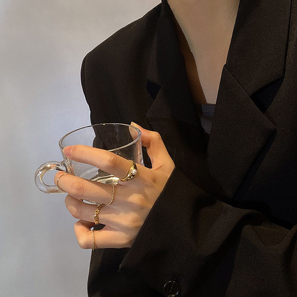 Set 5 Nhẫn Đeo Khớp Ngón Tay Phong Cách Hip Hop Hàn Quốc Đơn Giản Cho Nữ