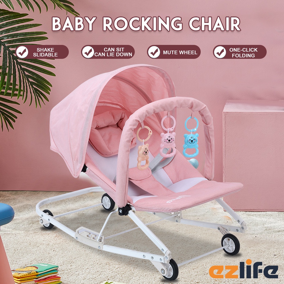2 TRONG 1👶 Ghế bập bênh cho bé👶 Nôi trẻ sơ sinh có thể gập lại Rocker bouncer &bánh xe thoải mái Xích đu 0-36 tháng17296