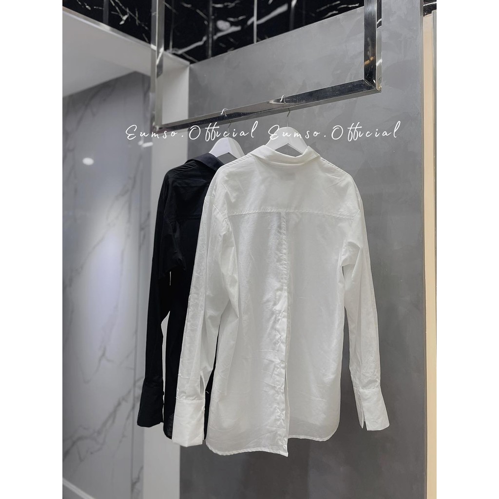 Áo sơ mi trắng đen freesize MINA