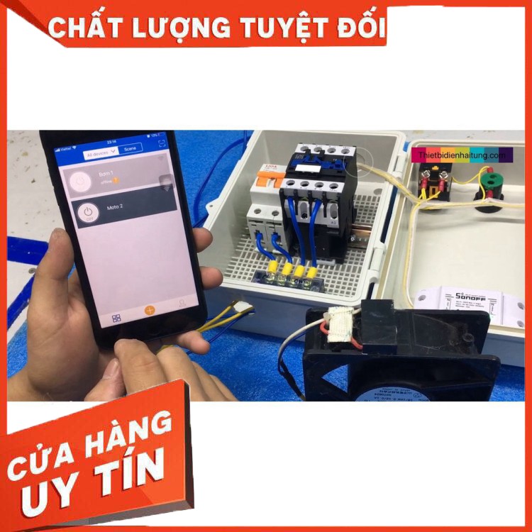 Tủ ĐIỀU KHIỂN ĐỘNG CƠ qua INTERNET,có hẹn giờ bật tắt, có bảo vệ quá áp, mất pha, kèm role nhiệt