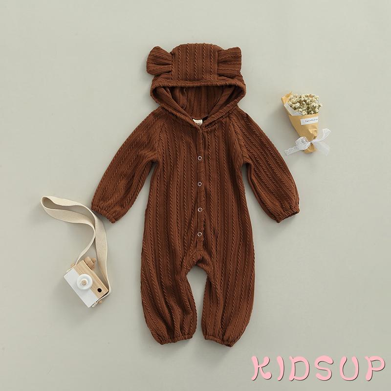 Bộ Áo Liền Quần Tay Dài Màu Sắc Đơn Giản Dành Cho Bé