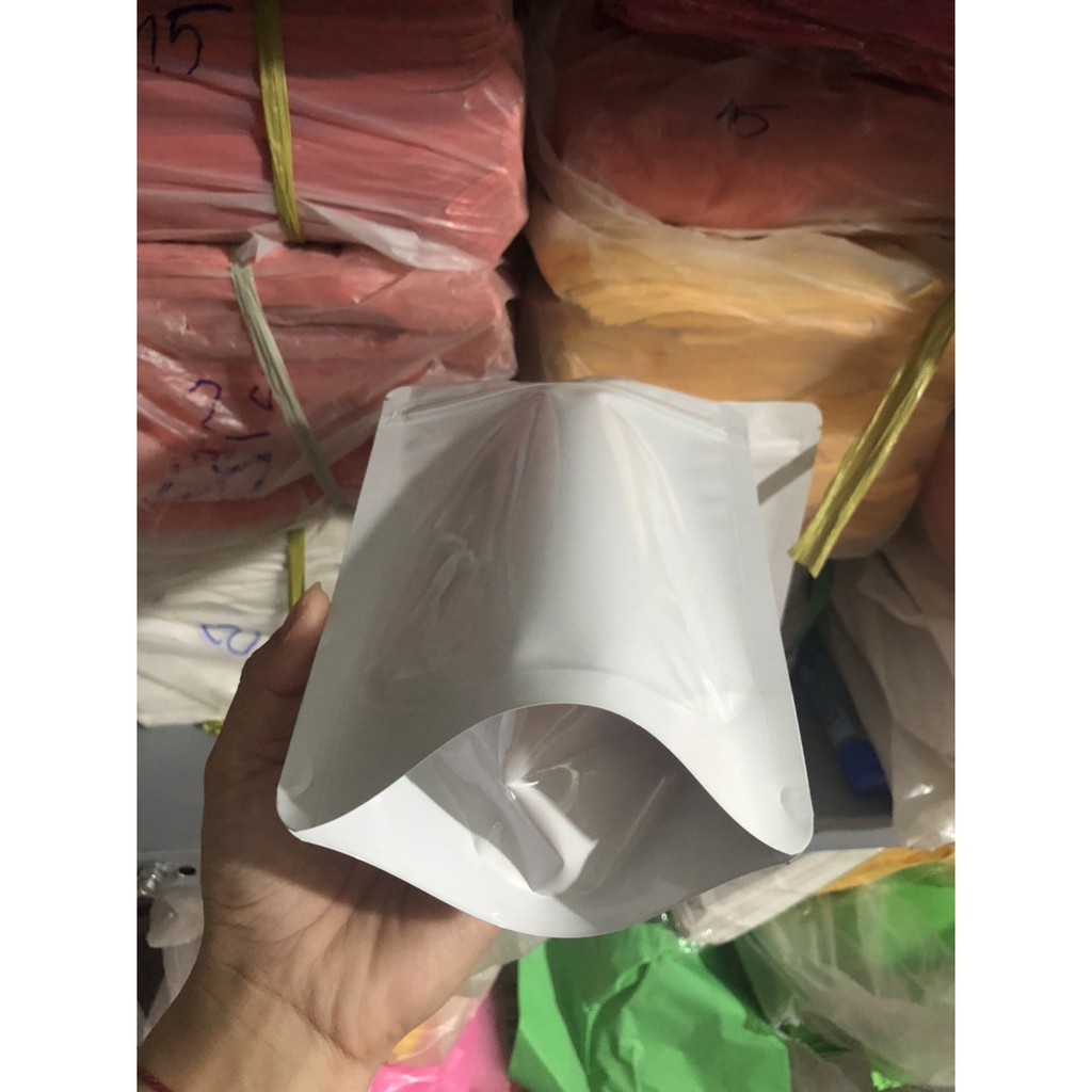 [1kg/size] túi zip đáy đứng 2 mặt trắng sữa (hàng có sẵn)