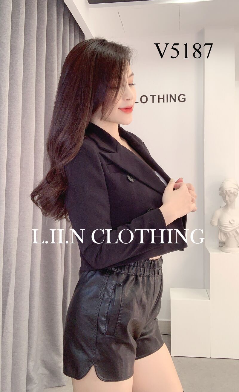 Áo vest nữ dáng ngắn LINBI đủ size, màu đen thanh lịch, sang trọng V5187 | BigBuy360 - bigbuy360.vn