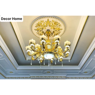 Đèn chùm trang trí phòng khách tân cổ điển,Đèn trần cho biệt thự nhà hàng khách sạn spa 15 tay đá đúc thân mạ hợp kim