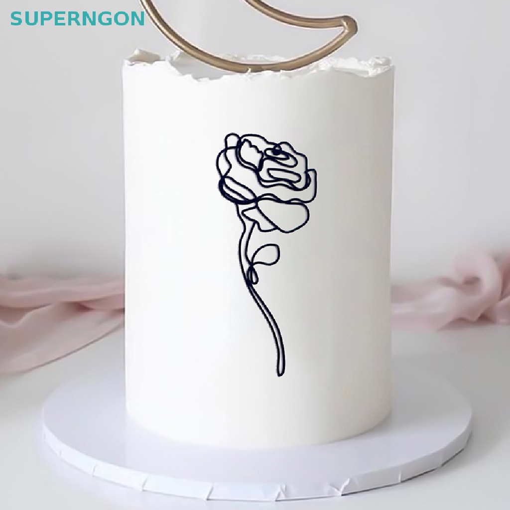 Superngon Hoa Hồng Vẽ Tay Trang Trí Bánh Kem Acrylic Tối Giản Cho Bữa Tiệc Nóng Bỏng
