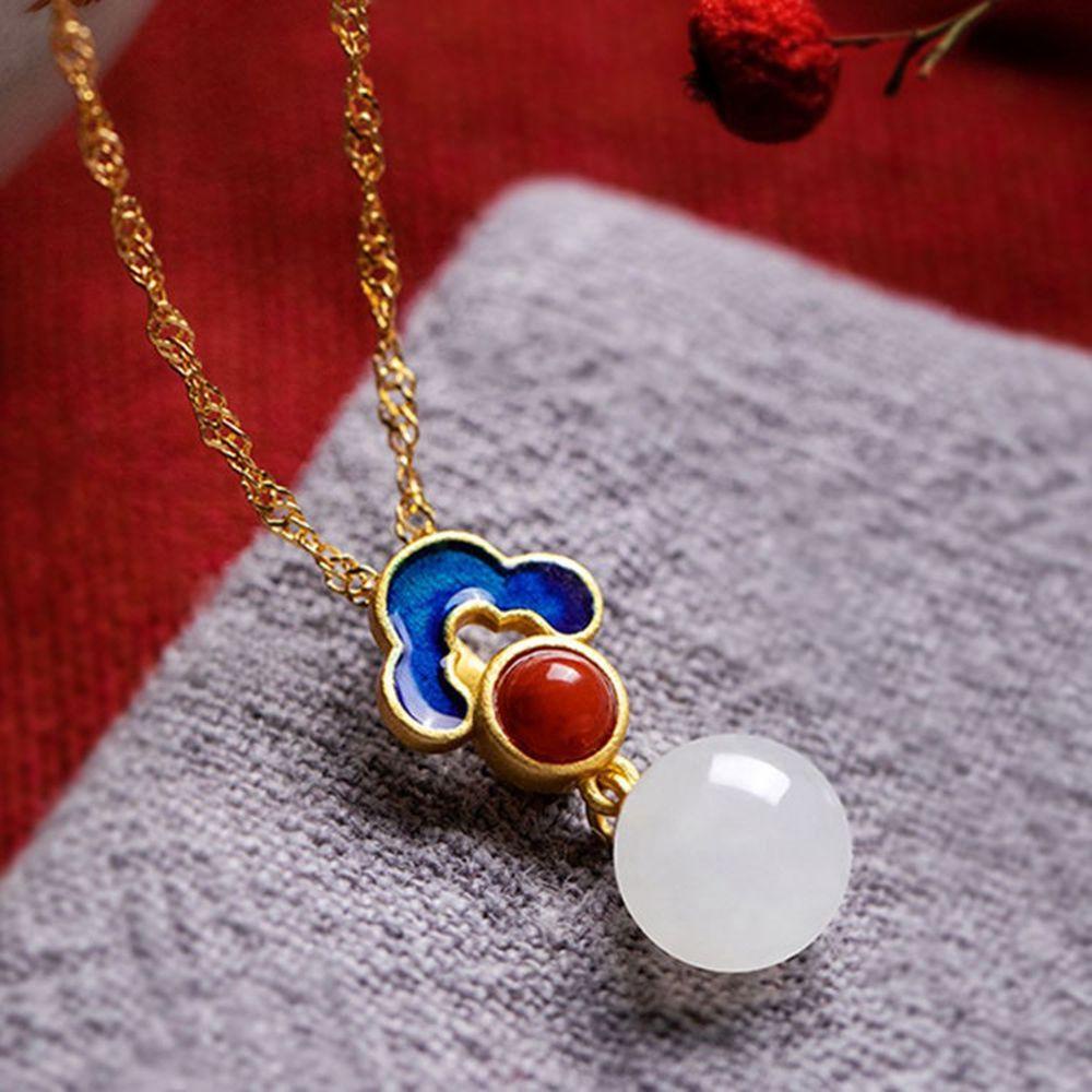 Bộ Nhẫn Hở Bằng Đồng Tráng Men Hình Đám Mây Đỏ Phong Cách Trung Hoa