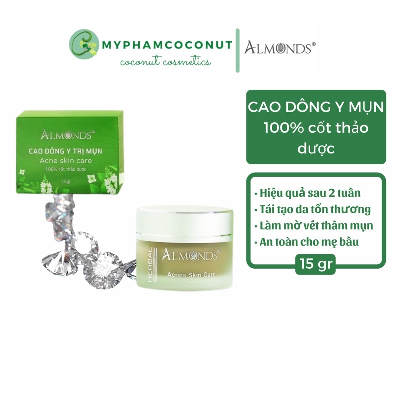 Cao mụn đông y Almonds Acne skin care 15gr dứt điểm các loại mụn