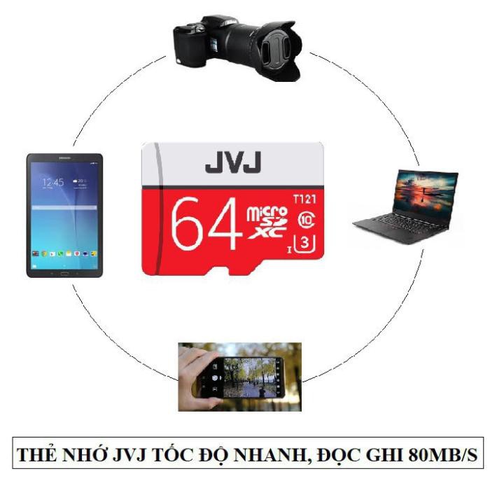 Thẻ nhớ 64GB 32GB JVJ Pro cho camera, máy ảnh, điện thoại, Class 10 tốc độ cao 95Mb-140Mb/s| BH 5 Năm 1 Đổi 1