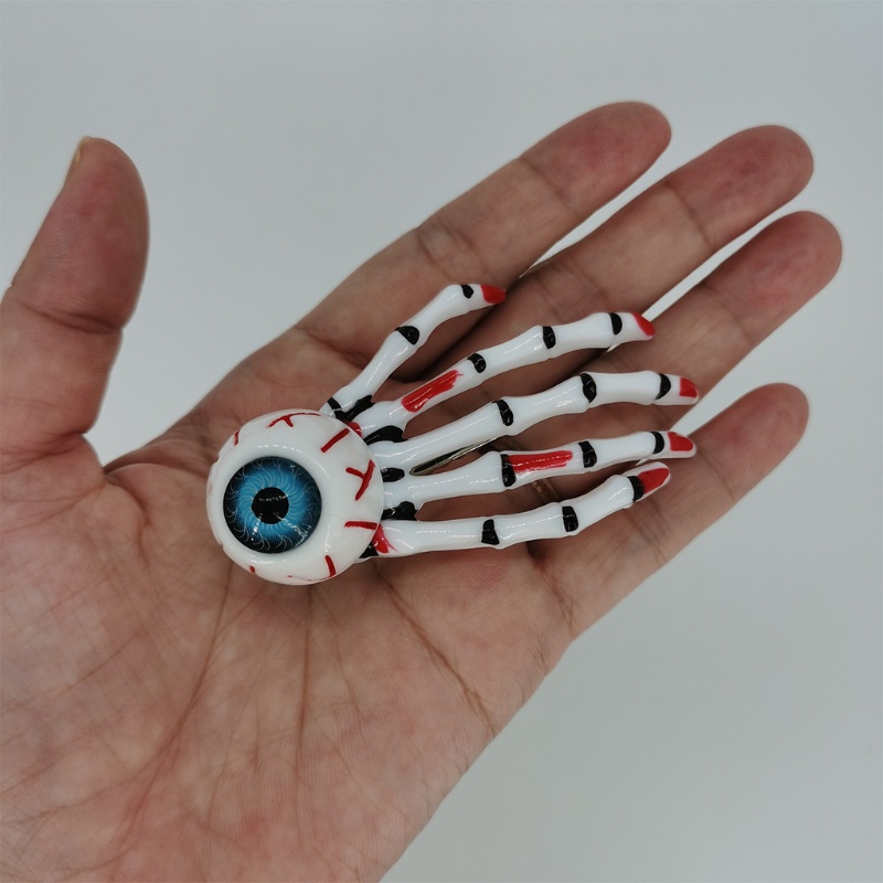 Kẹp Tóc Mỏ Vịt Hình Bộ Xương Có Quả Bóng Lông Trang Trí Halloween