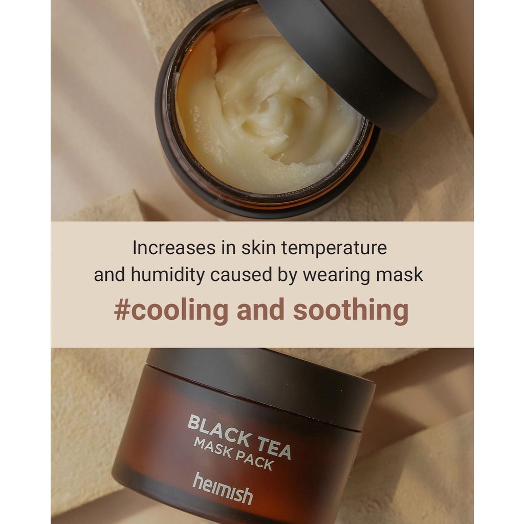 Mặt nạ rửa trà đen lên men dưỡng ẩm sâu, thư giãn, làm dịu da Heimish Black Tea Mask Pack 110ml