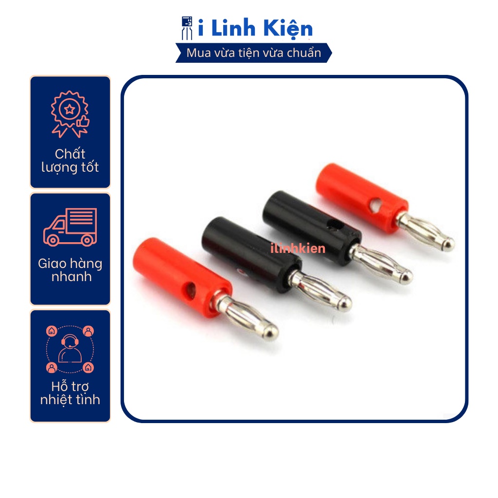 Đôi jack bắp chuối đực 4mm loại thường mạ bạc