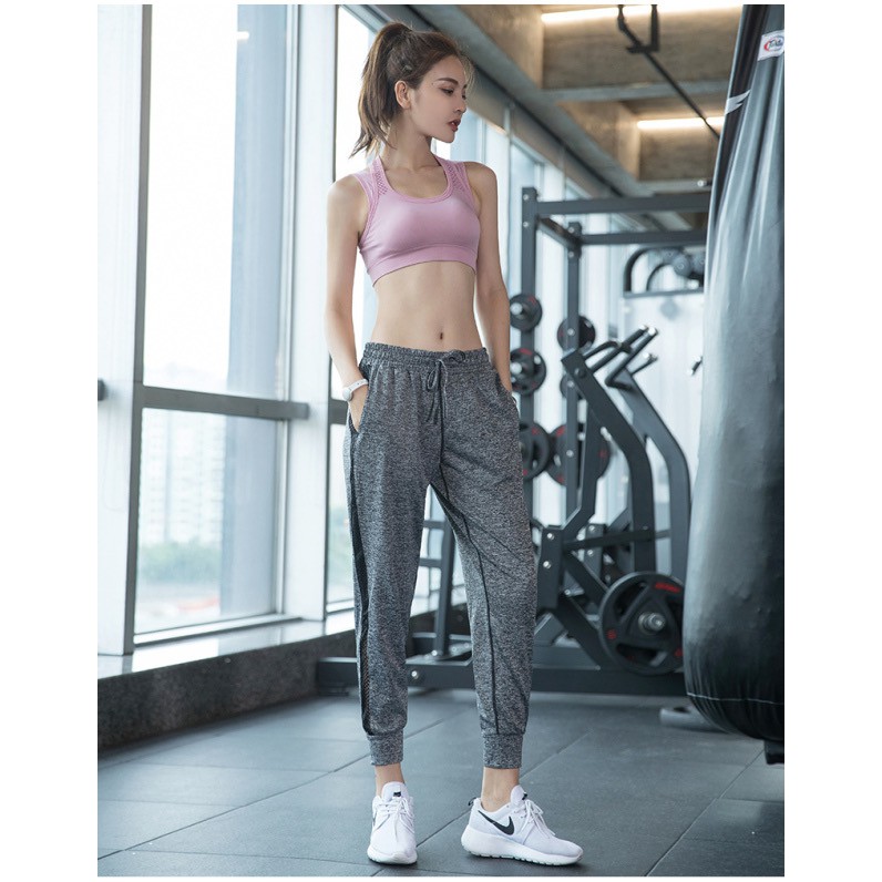 Quần Tập Gym Nữ [JOGGER] Thể Thao Thun Pha Lưới Hông [ĐỒ TẬP GYM NỮ]