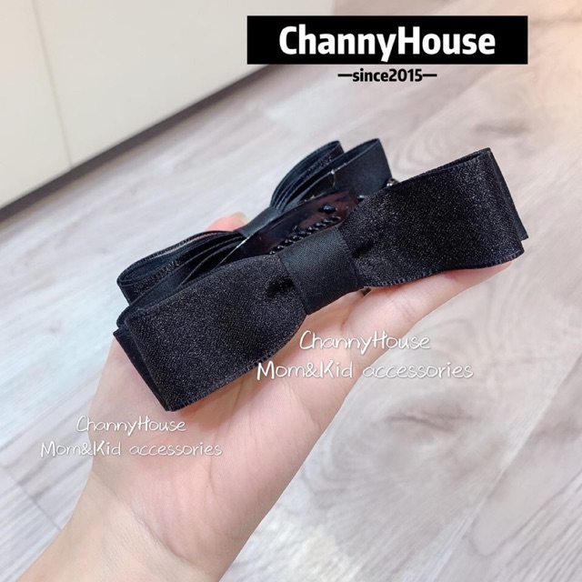 Channyhouse_kẹp dọc phồng tóc nơ đen trơn