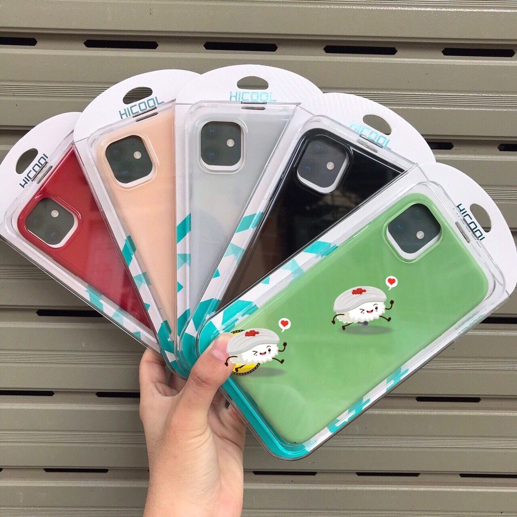 CHÍNH HÃNG Ốp dẻo màu táo kính full viền siêu mỏng Hicool Iphone 6 6s plus X XS XR 11 PRO MAX