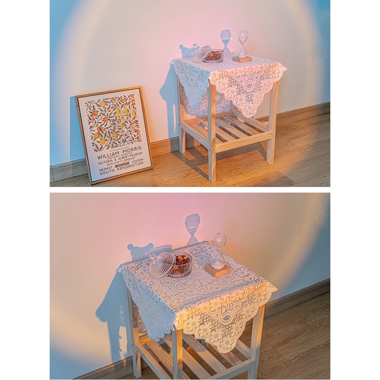 Khăn Trải Bàn Tròn/Vuông Phối Ren Chống Bụi Phong Cách Retro