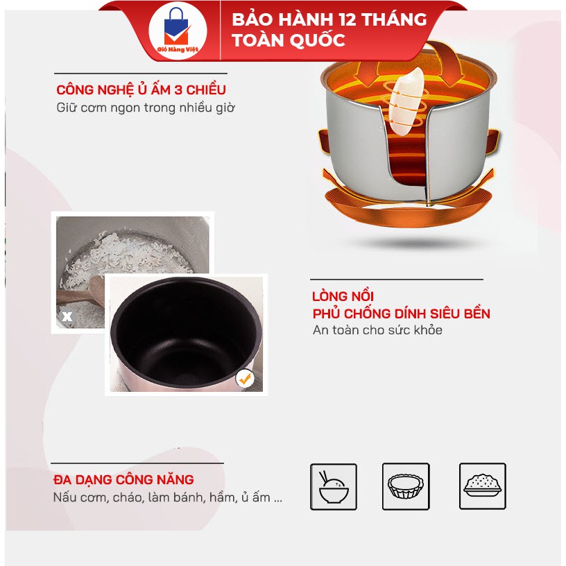 Nồi cơm điện chất lượng dành cho gia đình điều khiển điện tử SATO 18DT026 1.8L