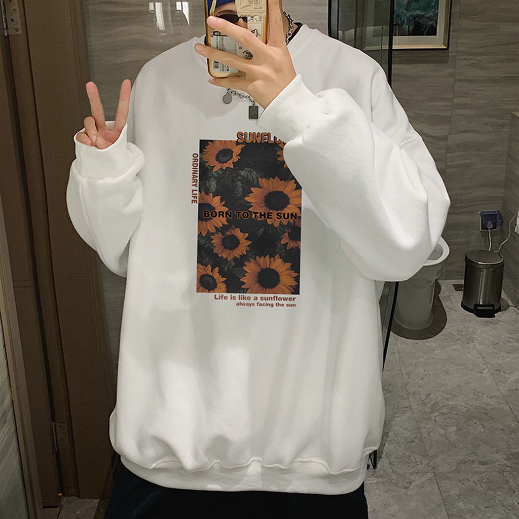 Áo sweatshirt cổ tròn tay dài mỏng dáng rộng size lớn mẫu 2021 thời trang xuân thu mới dành cho nam