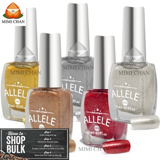 Các Màu Nhũ - Bạc To Quý Phái, Vàng Trắng Đỏ Da Sơn Móng Tay Allele Chai 15ml, Tone Màu Không Độc Hại