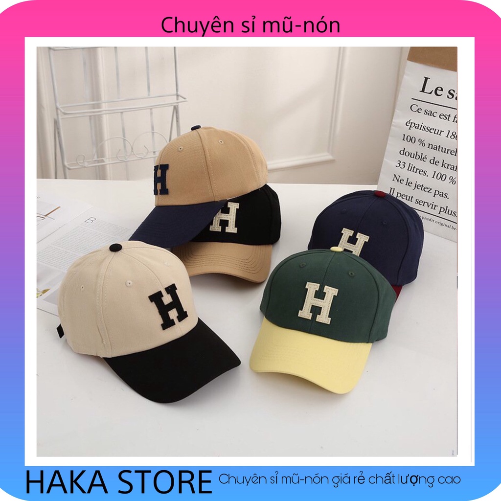 Mũ lưỡi trai chữ H phối màu Nón kết nhiều màu phong cách Ulzzang form unisex nam nữ